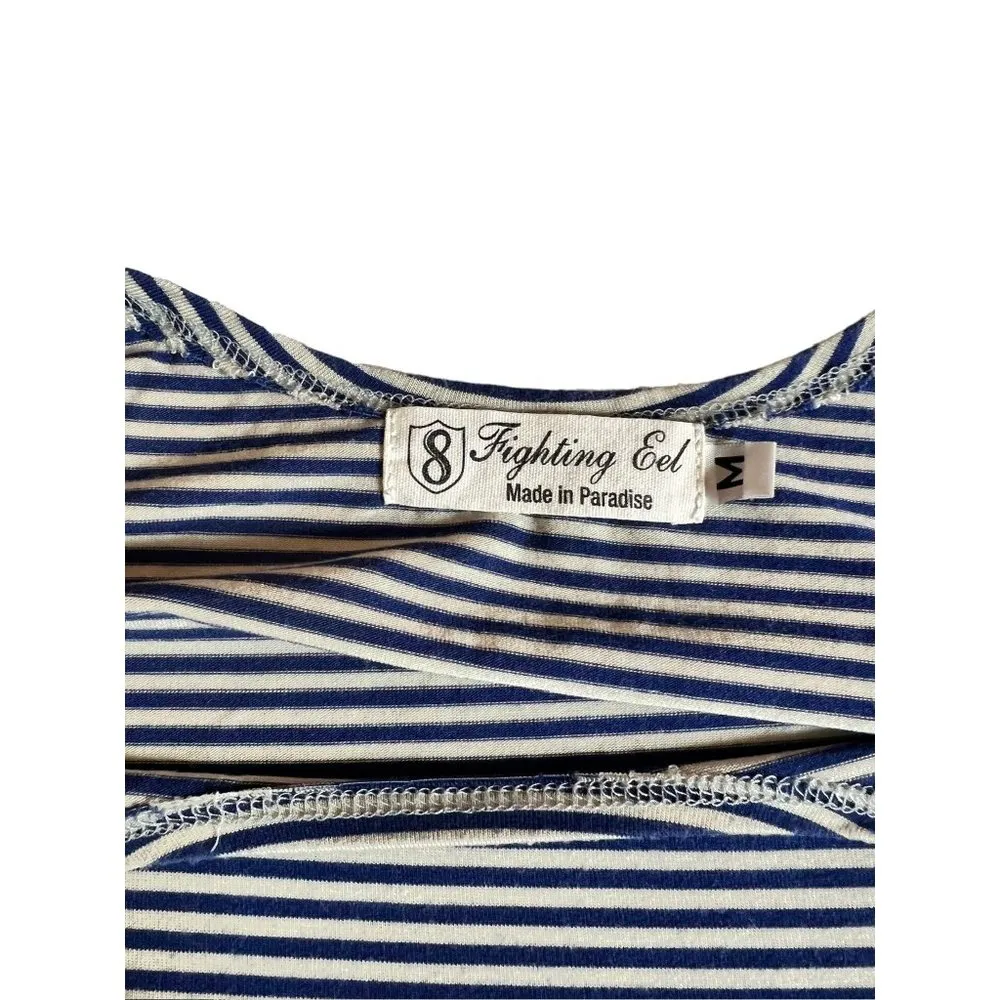 Fighting Eel Women's Lightweight Blue & White Top Size M - Image 3