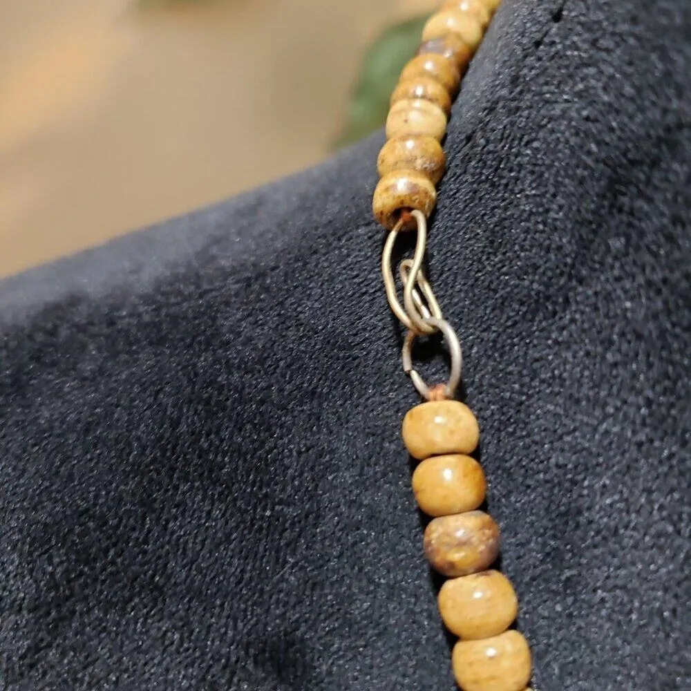 Womens Fashion Orange Beaded Kuchi Pendant Necklace with Hook & Eye Clasp - Image 6