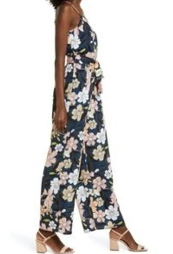 NWT Chelsea28 Floral Wide Leg Jumpsuit Teal Fall Bouquet size medium - Image 3