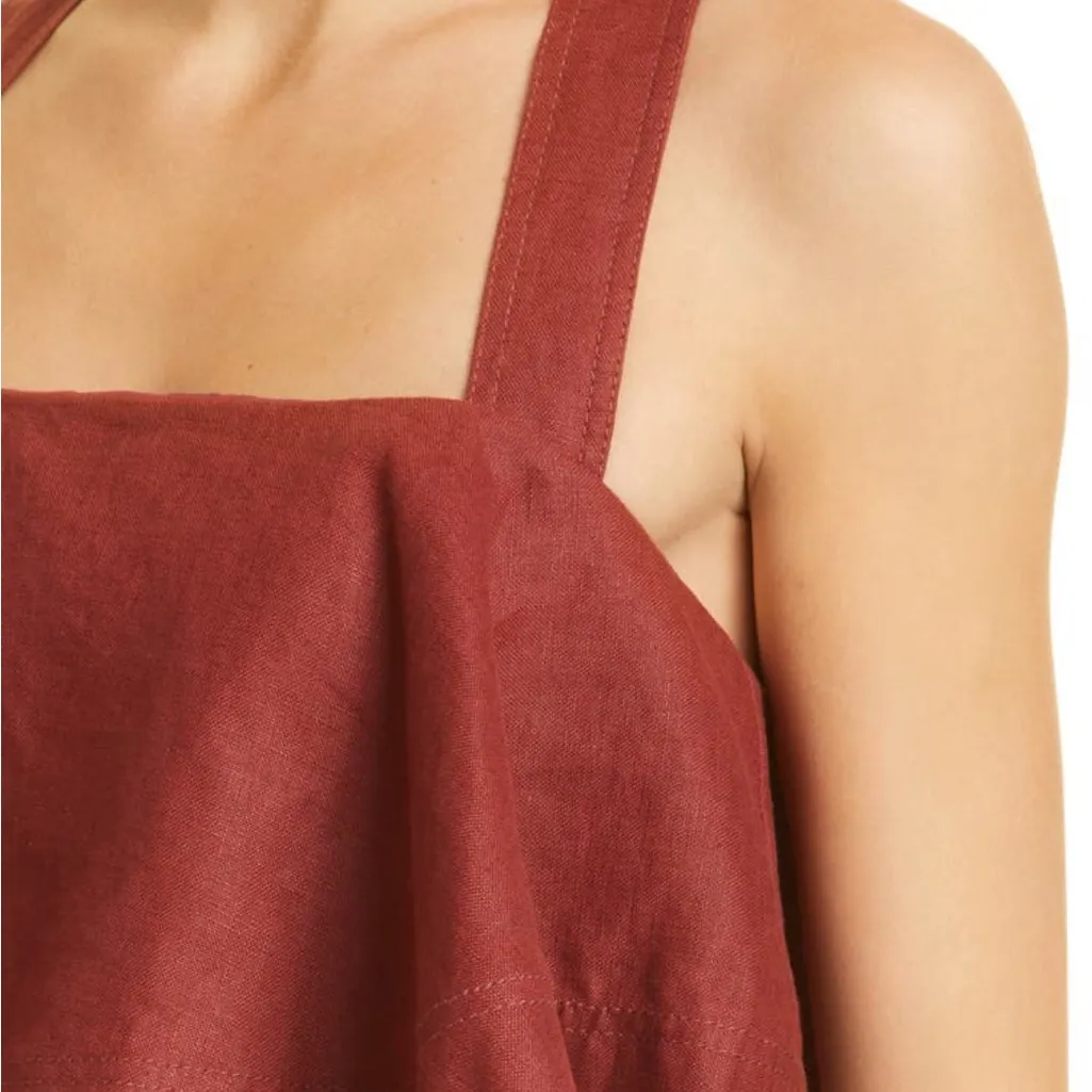 NWT Aje Vista Cropped Linen Halter Top Red Size 6 - Image 7