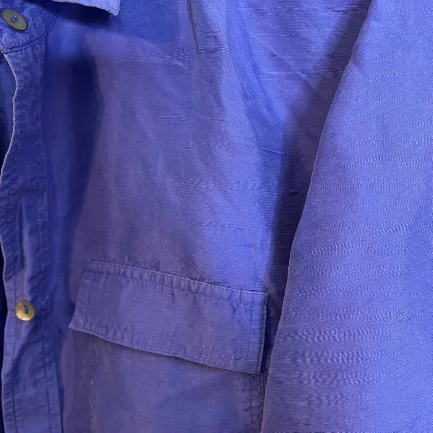 ROBBIE BEE 100% Silk Small Longsleeve Button Down Top Collar Purple‎ Pocket - Image 3