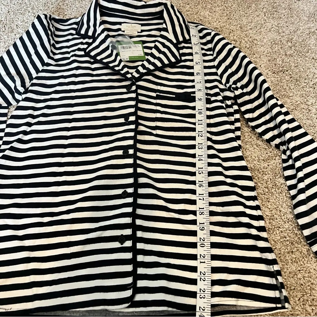 Kate Spade  Black and White Striped Pajama Top - Image 5