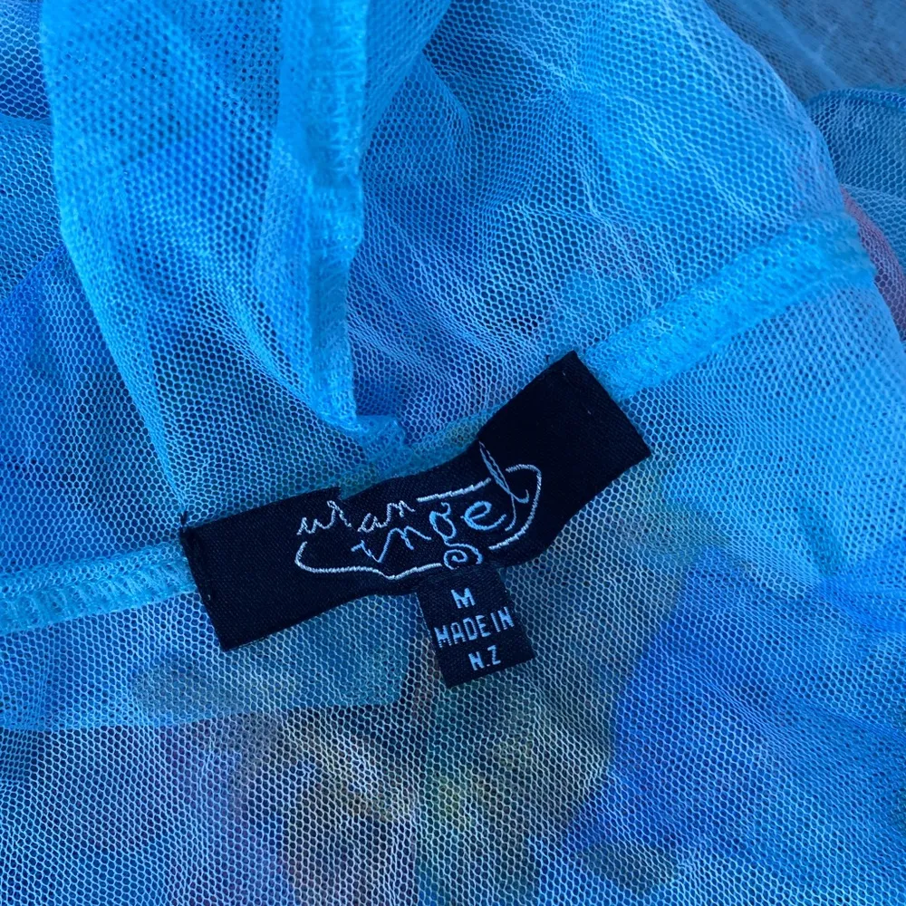 Urban Angel Blue Floral Hooded Swim CoverUp Button Down, Size Medium - Image 3