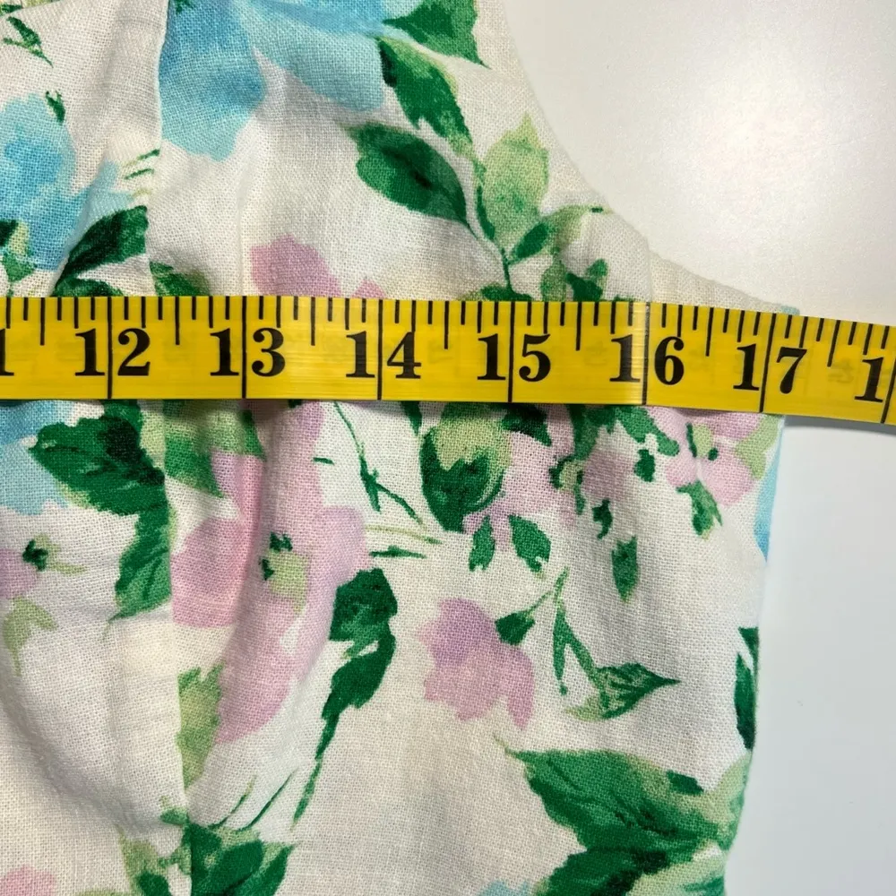 Old Navy Womens Floral Midi Dress Size L White Linen Blend Boho Cottagecore - Image 6