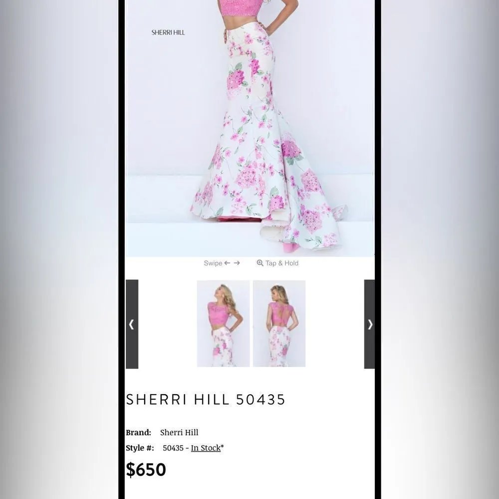 NWT Sherri Hill Pink Ivory Floral Skirt - Image 3