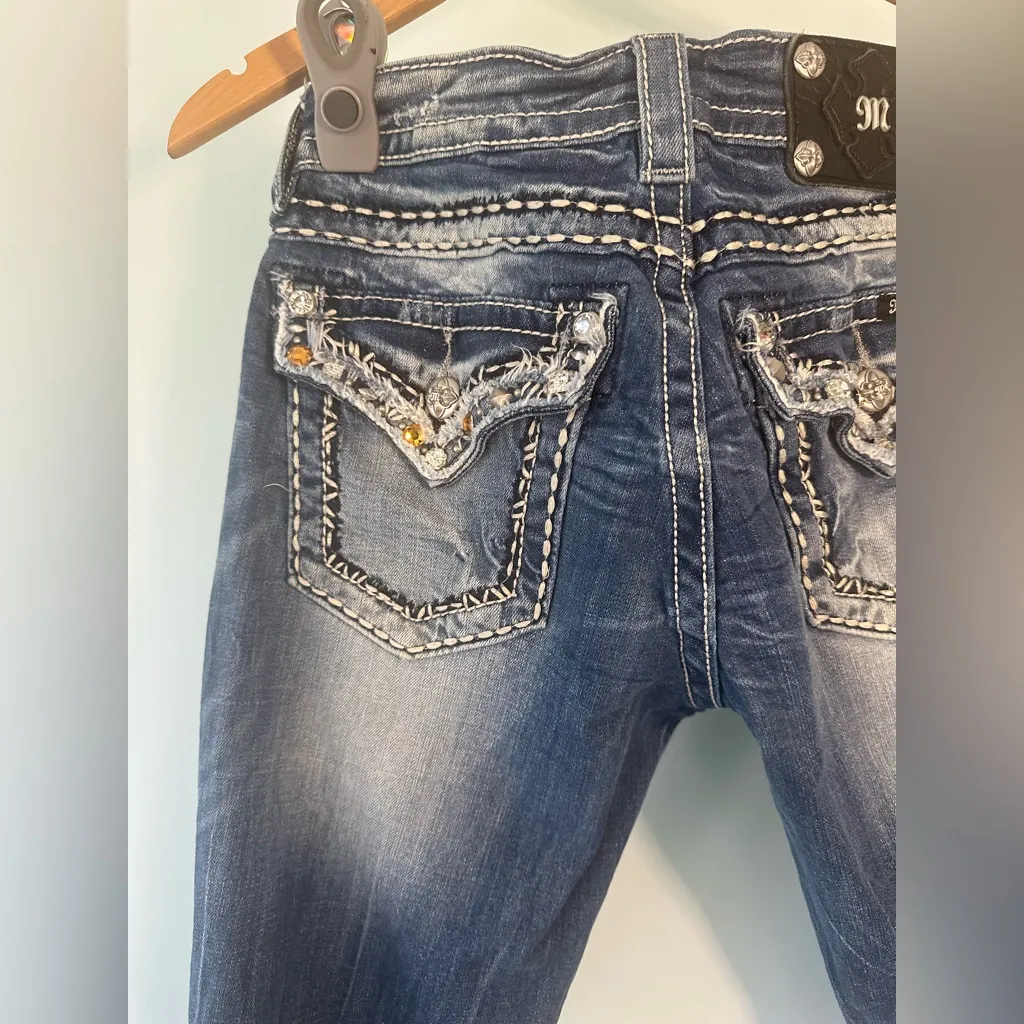 Miss Me Y2K Cuffed Capri Low Rise Embellished Jeans Size 27 Women’s Blue - Image 7