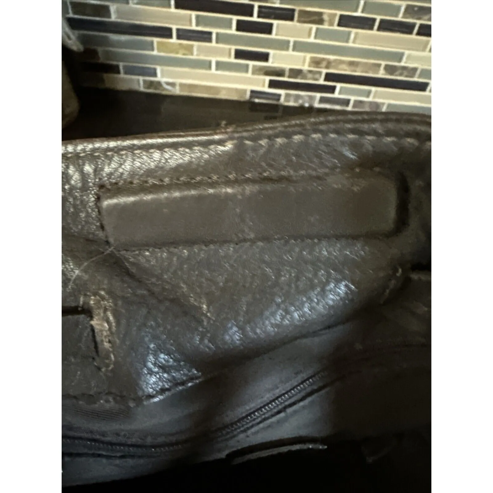 J. Jill Taupe Tan Shoulder Bag Purse Handbag Medium Leather Drawstring - Image 7