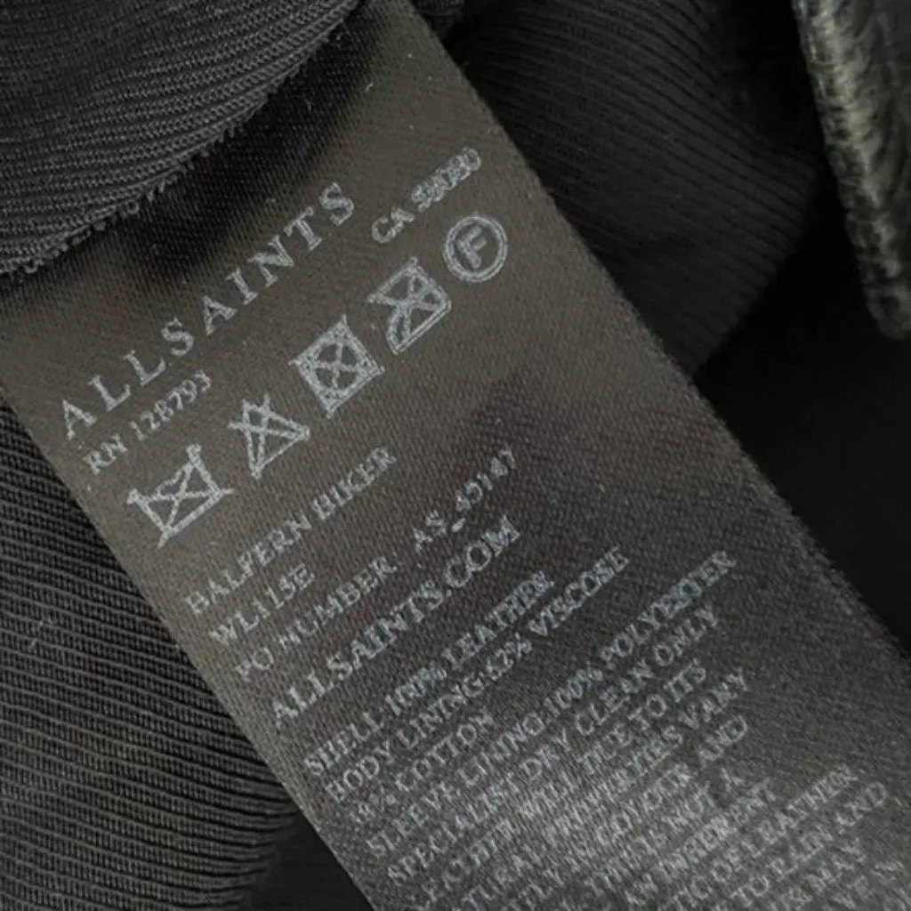 All Saints Black Leather Balfern Biker Moto Jacket - Image 6