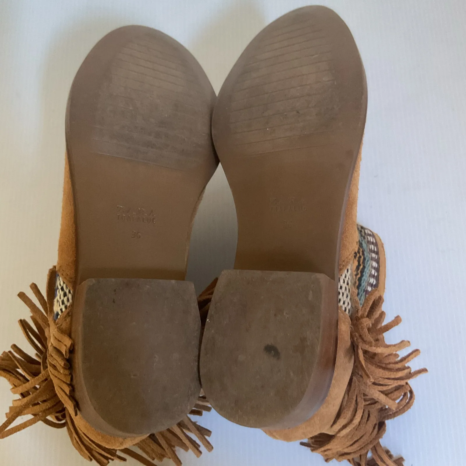 Zara Trafaluc Suede Fringe Western Boho Ankle Boots Size 36 Festival Western - Image 6