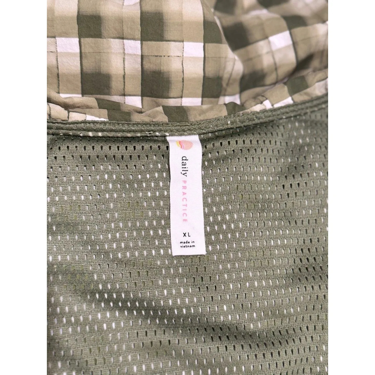 Anthropologie Daily Practice Women Jacket Green Day Hike Hooded Plaid Outdoor XL - Image 4