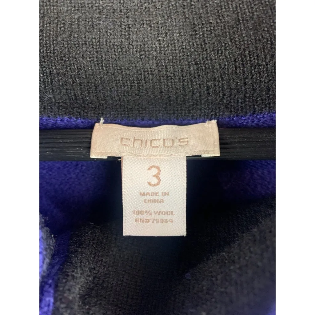 Chicos Long Purple Wool Coat Jacket Size 3 - Image 4