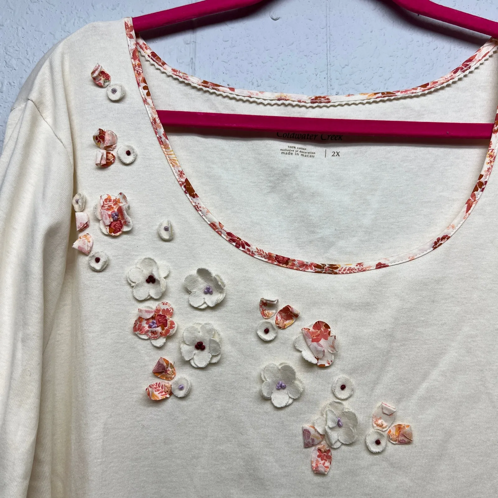 Coldwater Creek 3D Floral Top Womens 2X Fairy Boho Festival Hippie Sustainable - Image 5