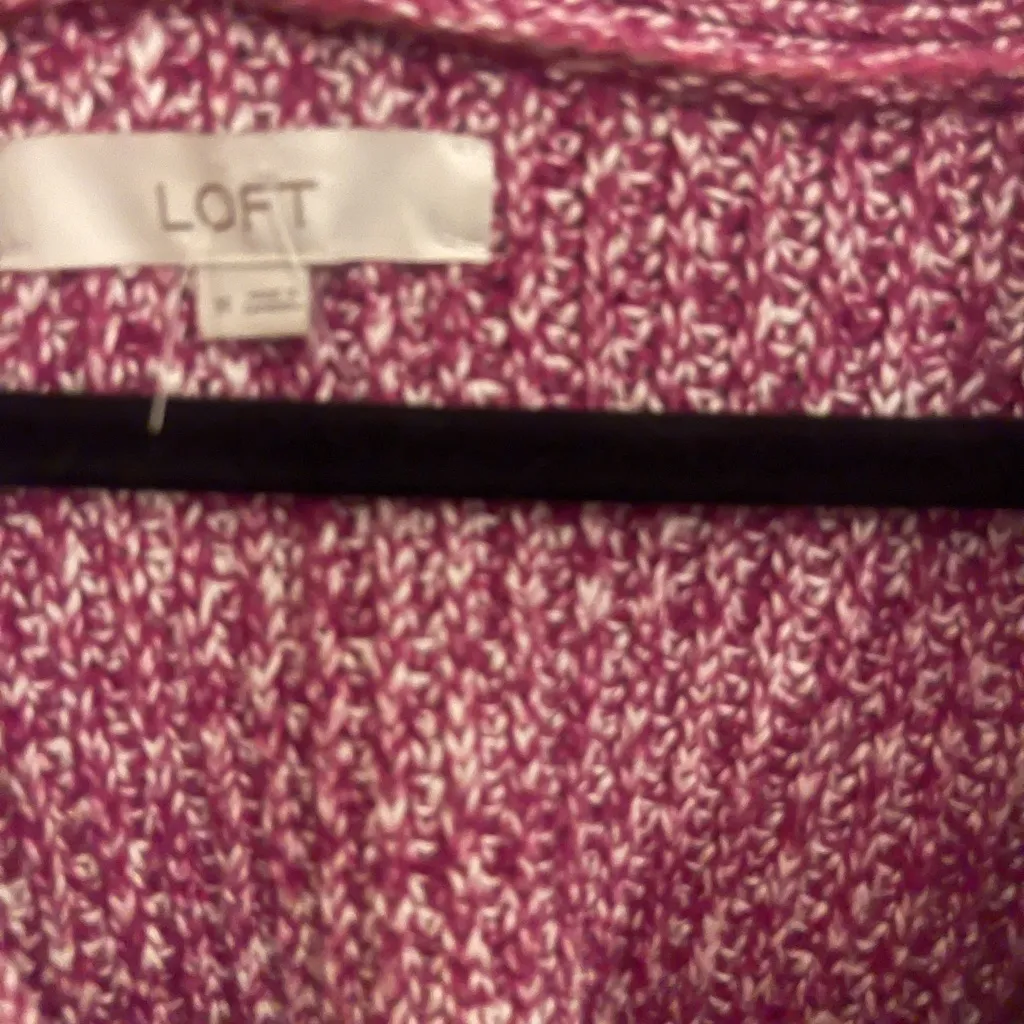 LOFT V-Neck Sweater in Rich Pink - Image 3