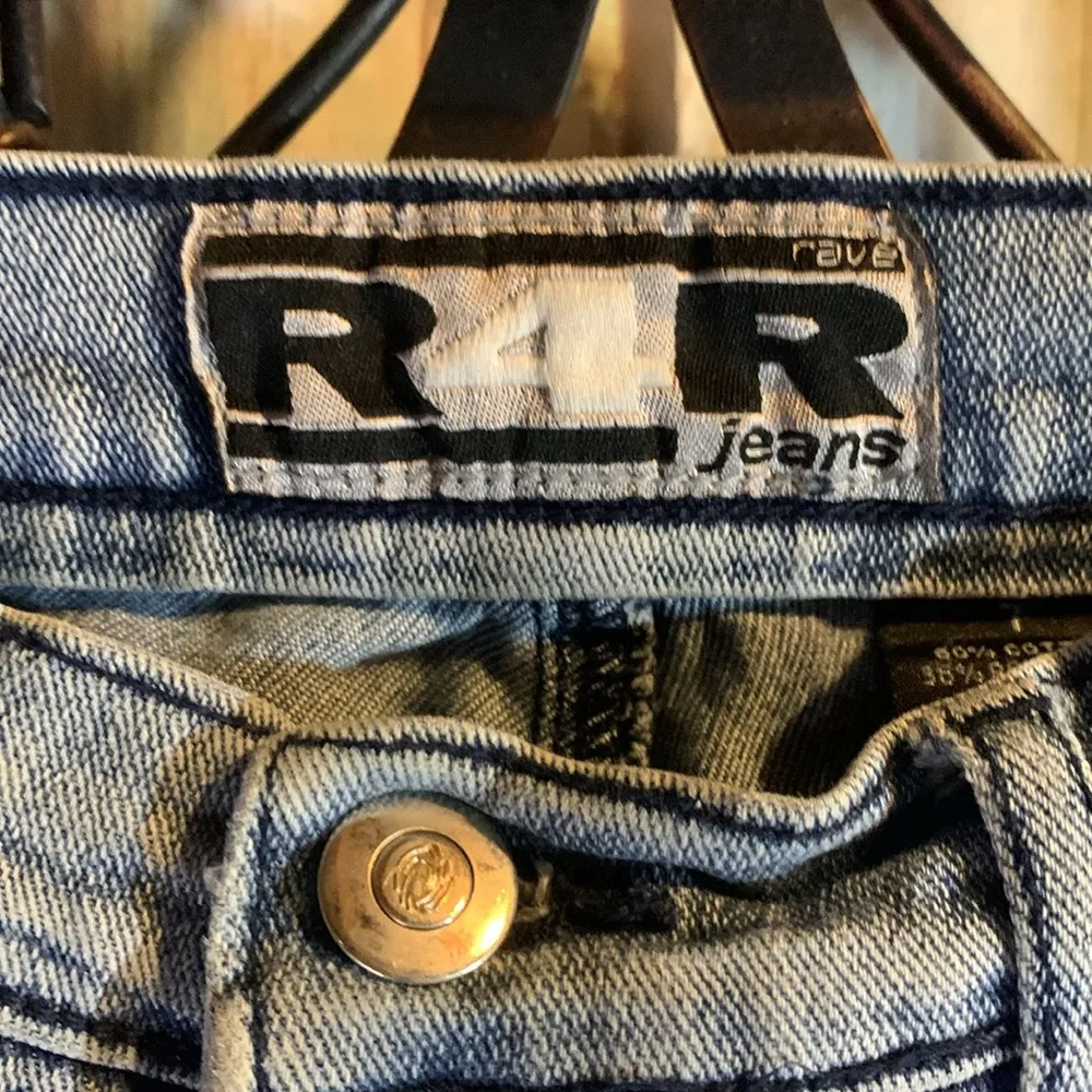 Vintage 90’s Y2K R4R Rave Patchwork Jeans Size 7 Blue - Image 3