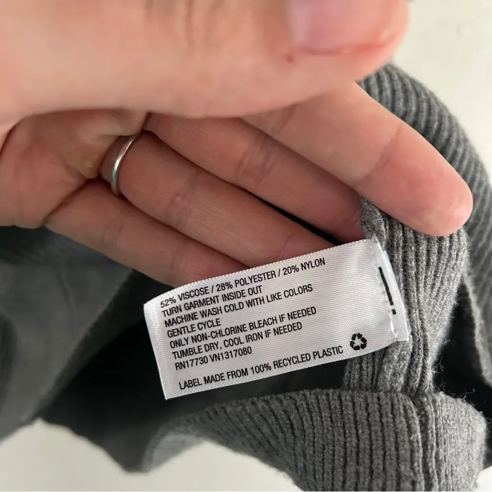 🦋 A New Day Grey Ribbed Polo Collared Mini Dress Casual Neutral Basic Large - Image 4