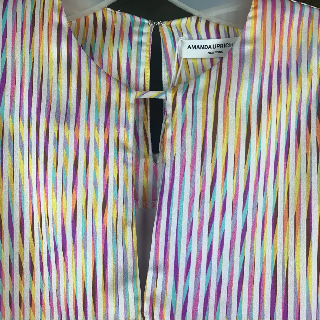 Amanda Uprichard size XS fame optic print mini shift dress puff metallic rainbow - Image 11
