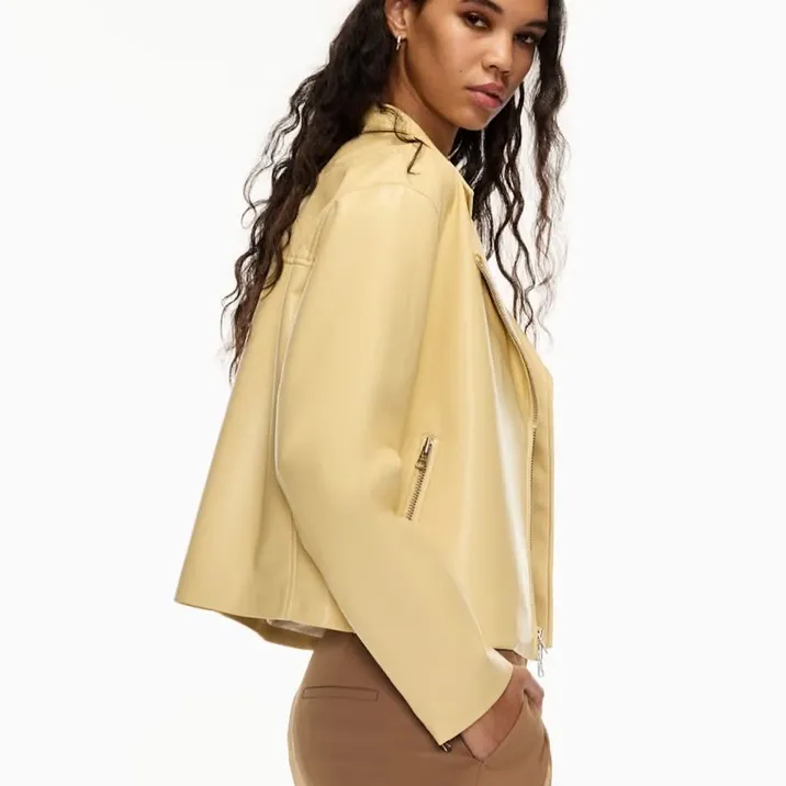 Wilfred Yellow Diaz Faux Vegan Leather Moto Jacket - Image 5