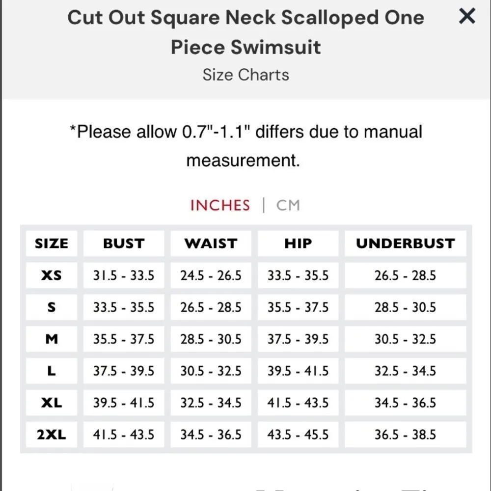 Charmo Women’s Black Scalloped Swimsuit One Piece Square Neck SPF50+ Size M NWT Black Size M - Image 15