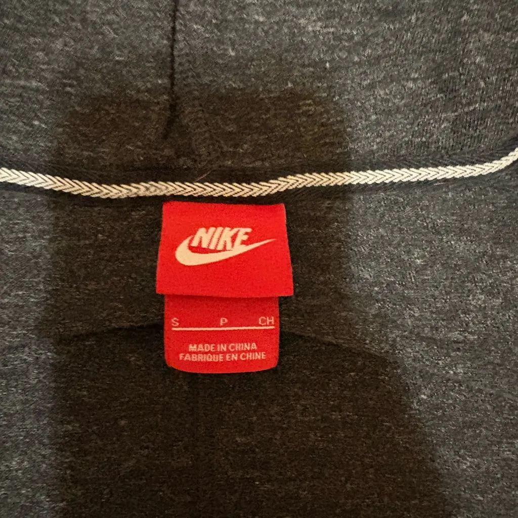 Nike Full Zip Hooded Sweatshirt Dark Heather Gray Womens Size S Swoosh Pockets - Image 6