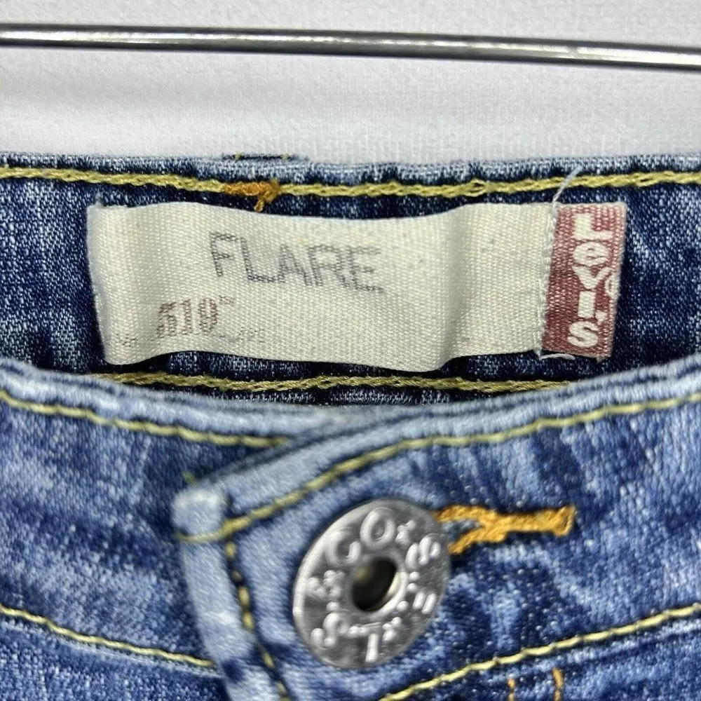 Levi's 519 Flare Denim Blue Jeans Junior Size 11 Short (32x29) Mid-Rise - Image 8
