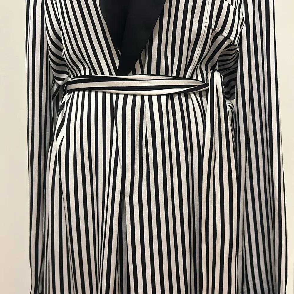 Ralph Lauren $2890 Purple Label Black and White Stripe Kalpita Coat Size 10 - Image 7