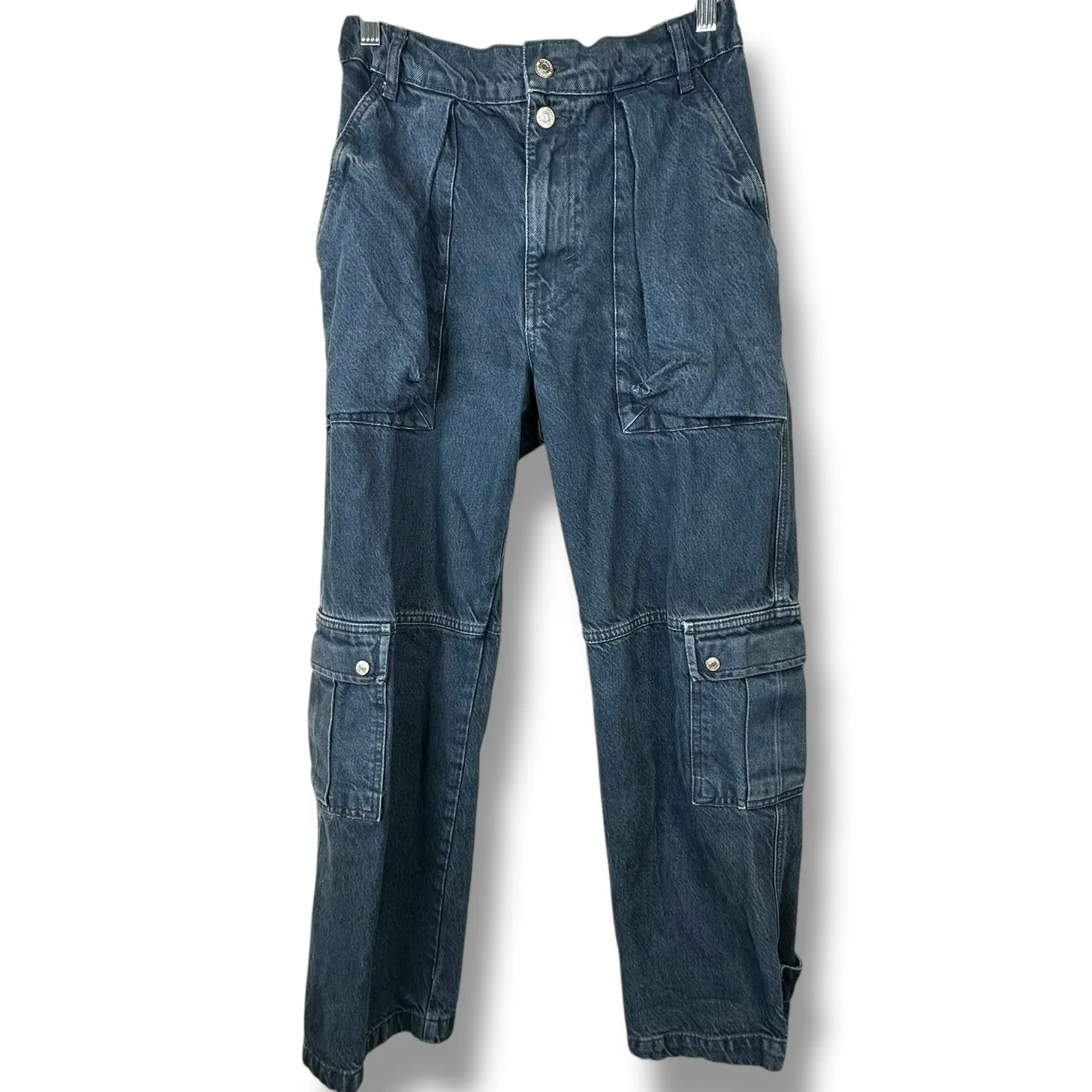 Free People We The Free Black Wash Marx Cargo Baggy Laid Back Pants Jeans - Image 4