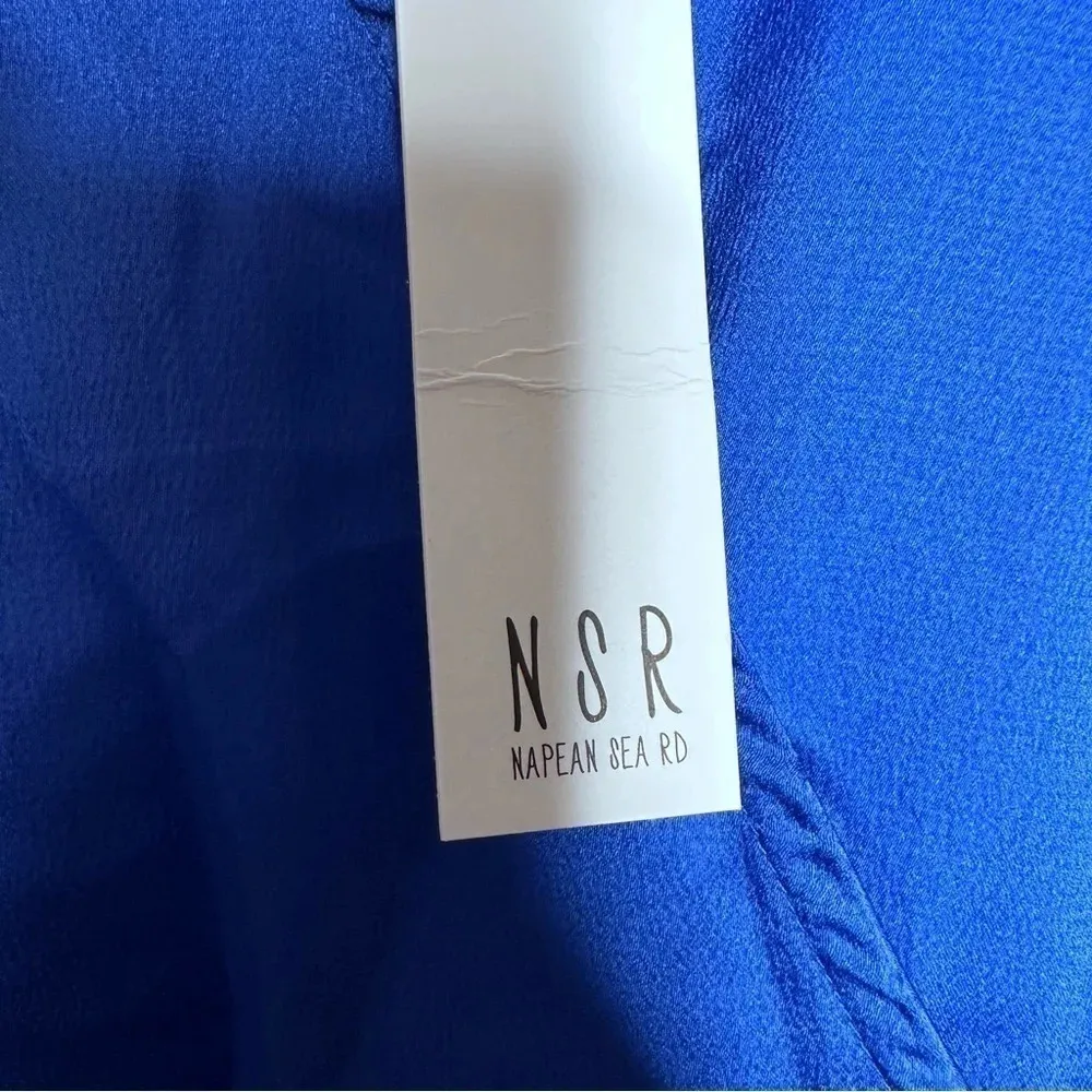 NSR / Napean Sea Rd Nordstrom NWT Royal Blue Faux Wrap Maxi Dress Size Small - Image 4