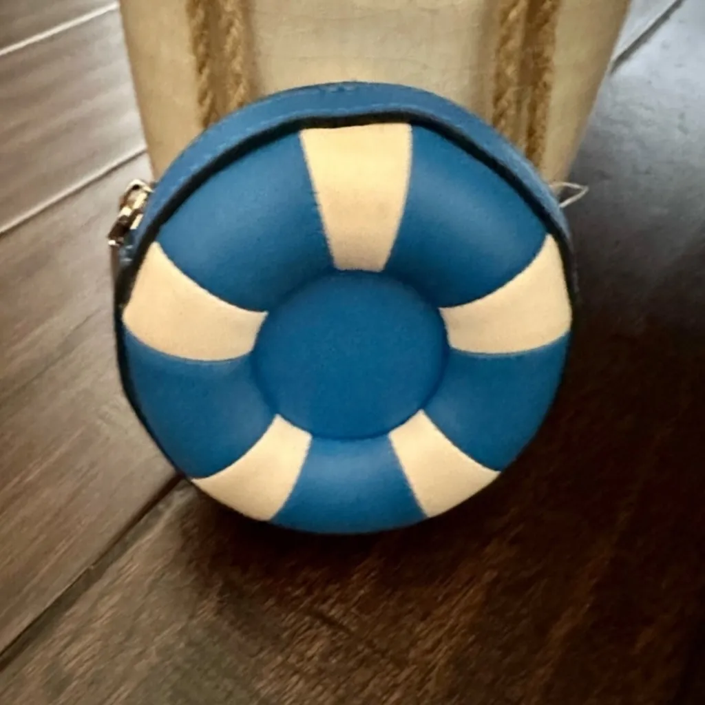 Kate Spade ♠️ Splash Poolside Leather Float Key Ring Chain Coin Purse, Blue NWT - Image 3