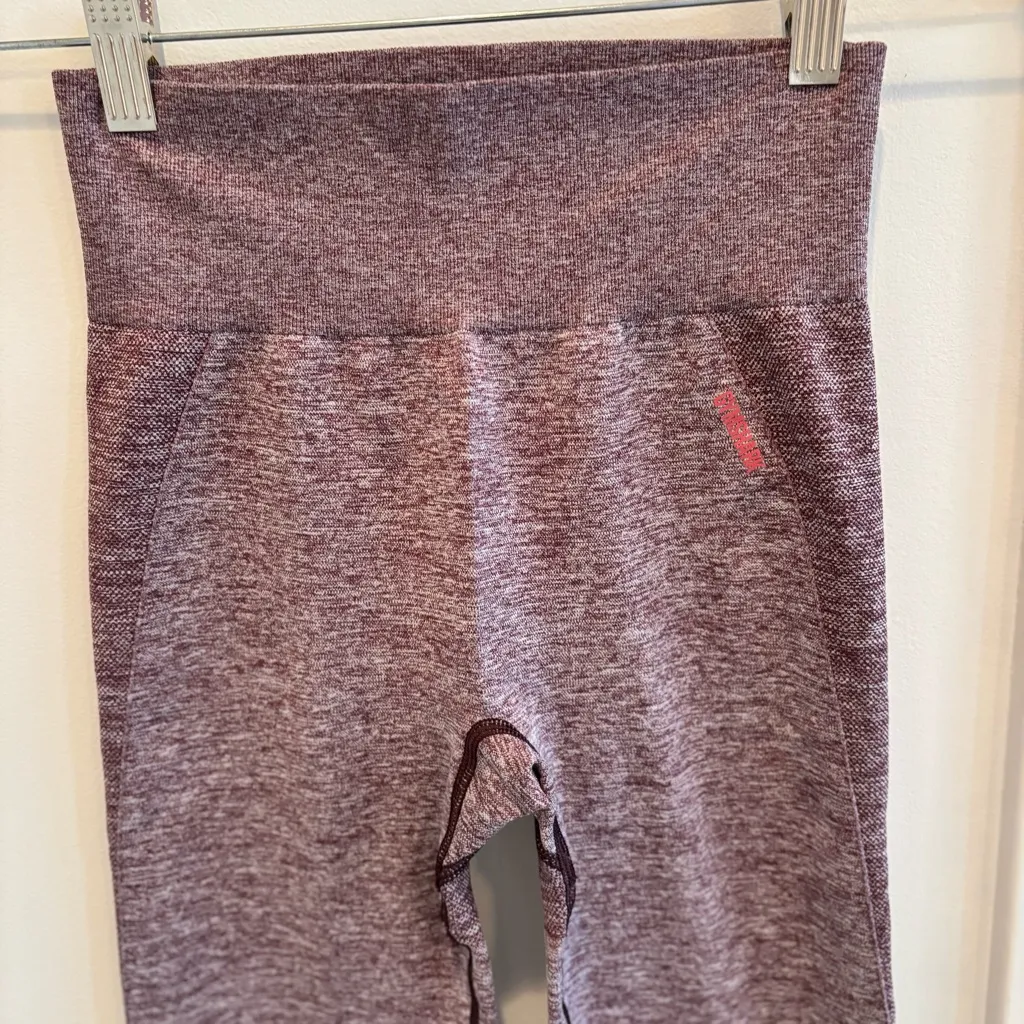 Gymshark Flex High Waisted Leggings Body Contouring Burgundy Marl Women's Small - Image 3