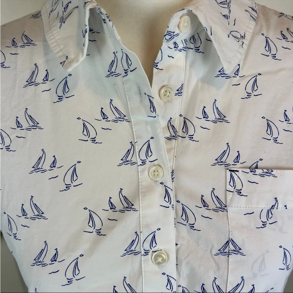 Vineyard Vines Sailboat Print Popover Half-Button Front Shirt - Size 6 - Image 4
