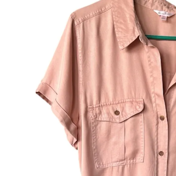 Teddi Rose Women’s Button Front Belted Shirt Dress – Dusty Rose (XL) Tencel Pink - Image 5