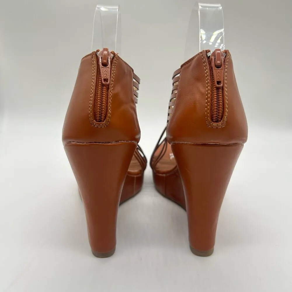 Diviana Sandal Womens 8.5 Brown Kealie Criss Cross Cut Out‎ Platform Wedges NEW - Image 7