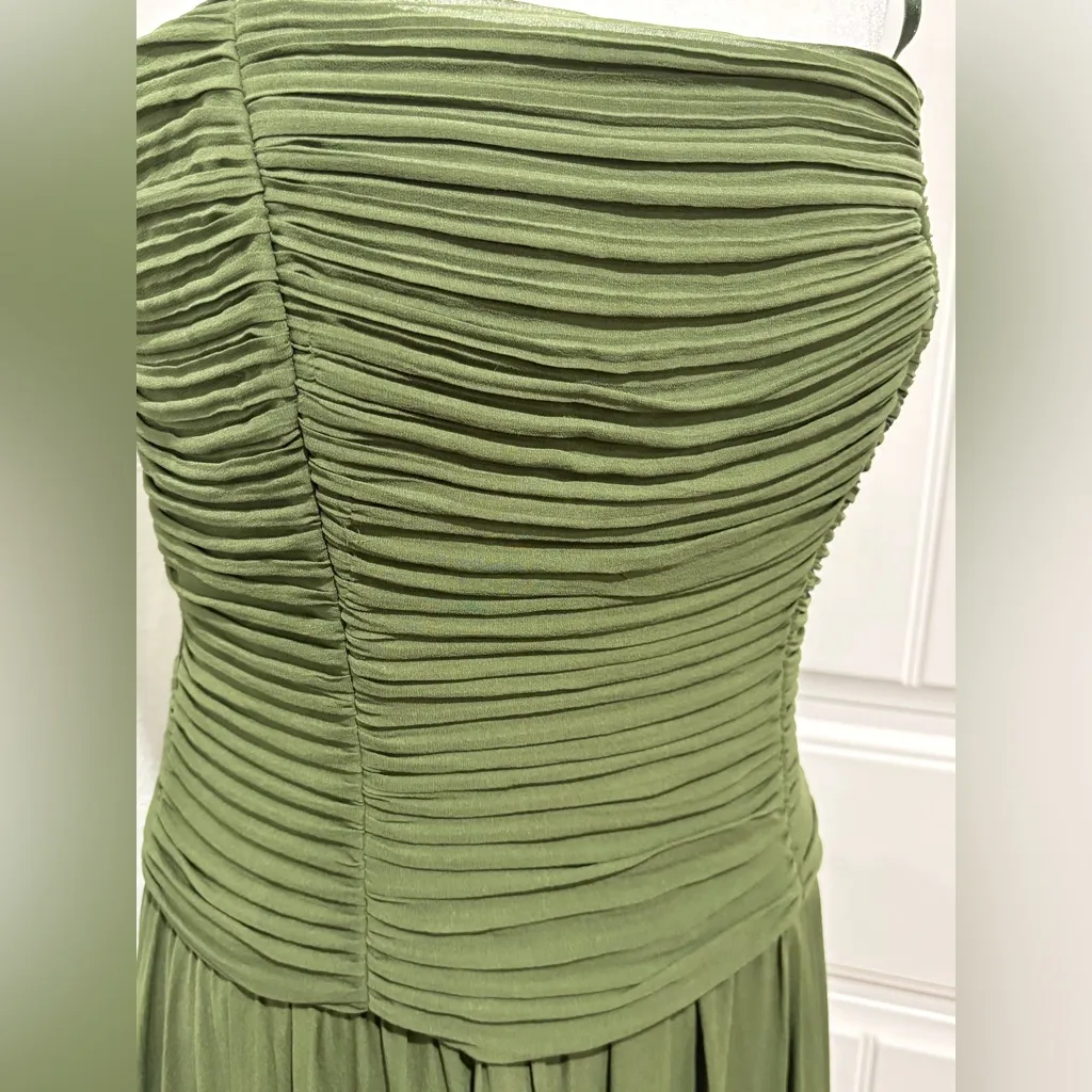 Max and Cleo Strapless Dress in Forest Green Size 8 - Image 7