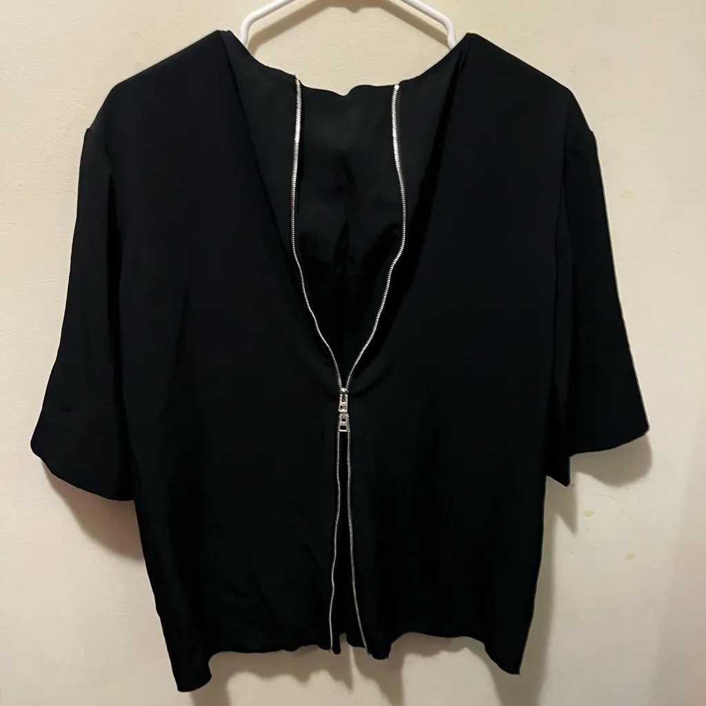 Everlane Black Japanese go‎ weave double zip shirt 0 ptp 19” - Image 8
