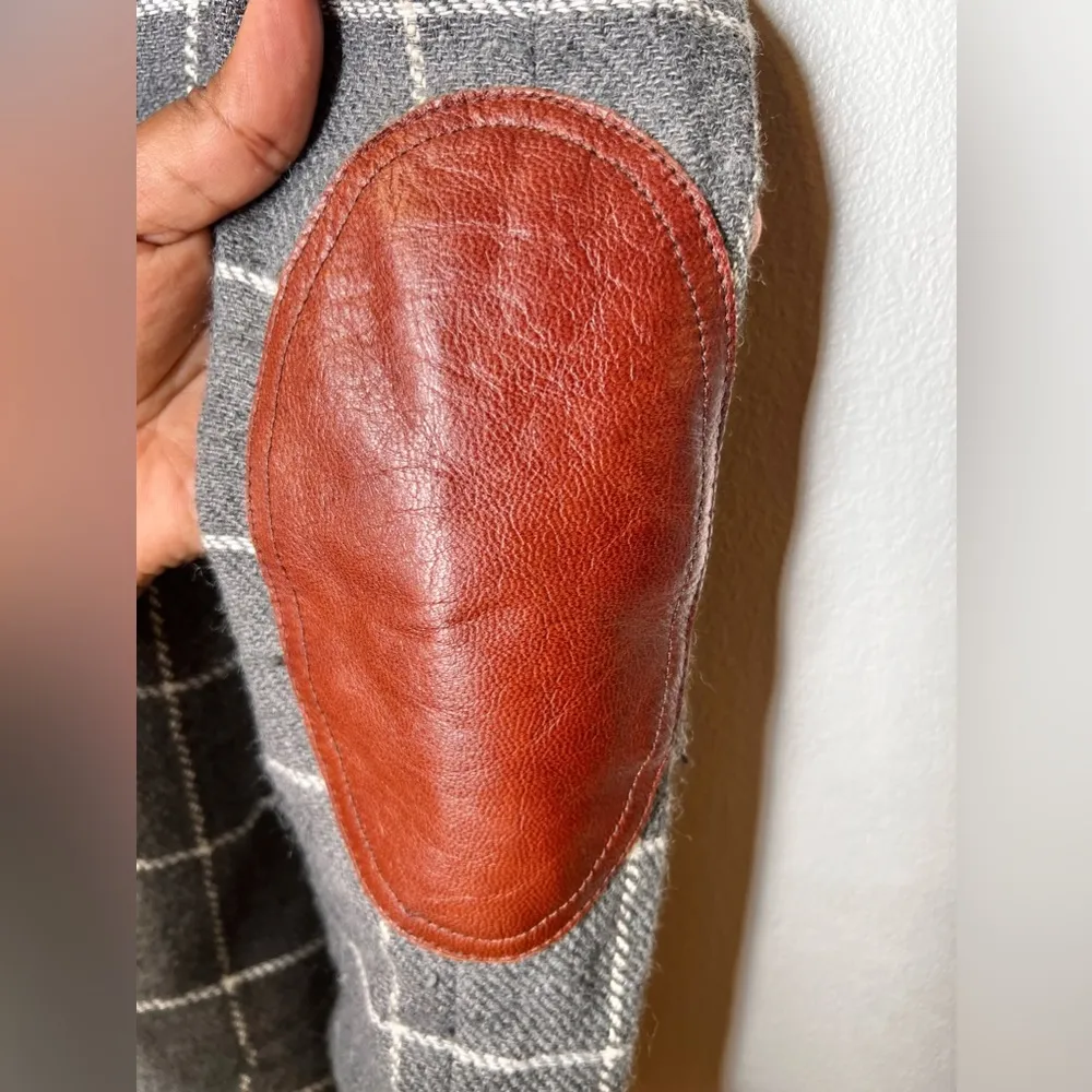 Smythe Patch Pocket Duchess Blazer Windowpane Grey Wool Size 6 Gray - Image 7