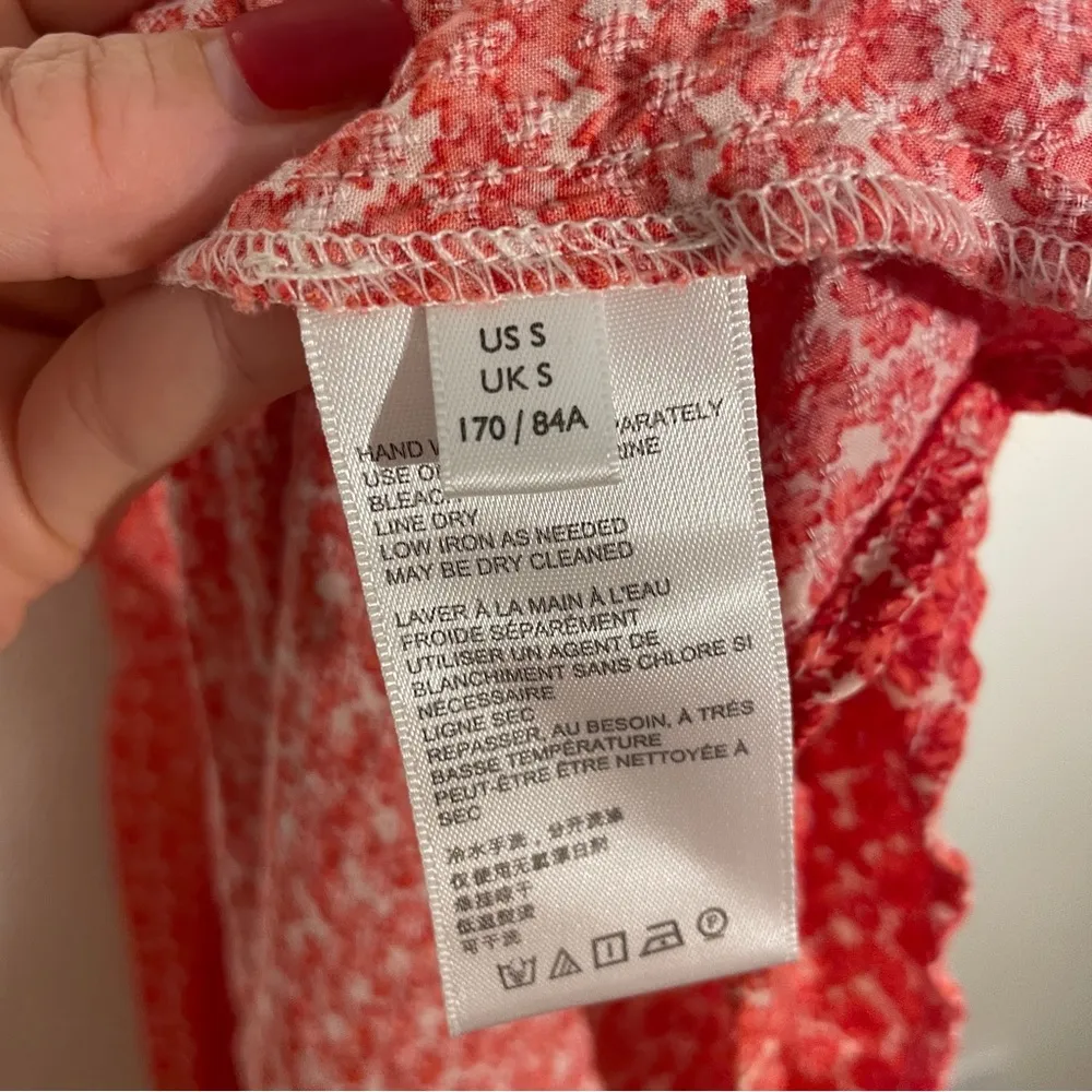 Urban Outfitters Short Sleeve Floral Red Wrap Midi Dress S - Image 10