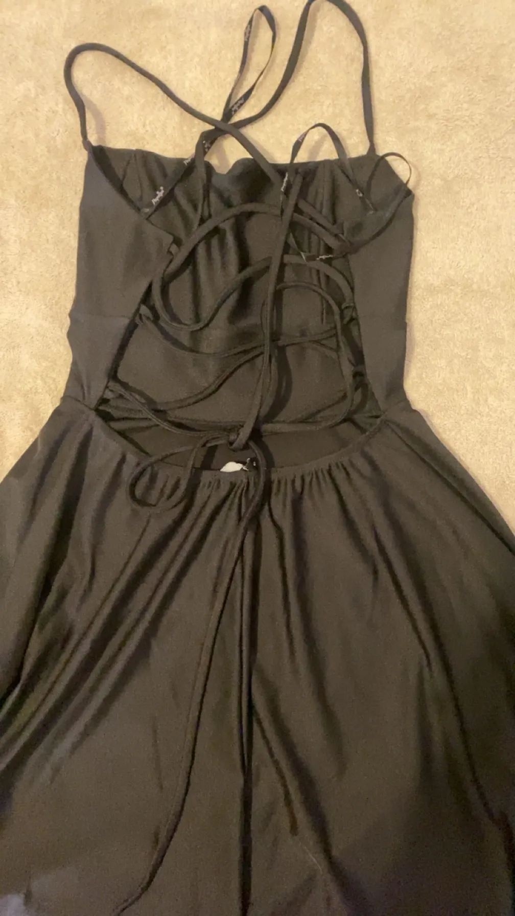 Papaya Black Satin Flowy Dress - Image 6