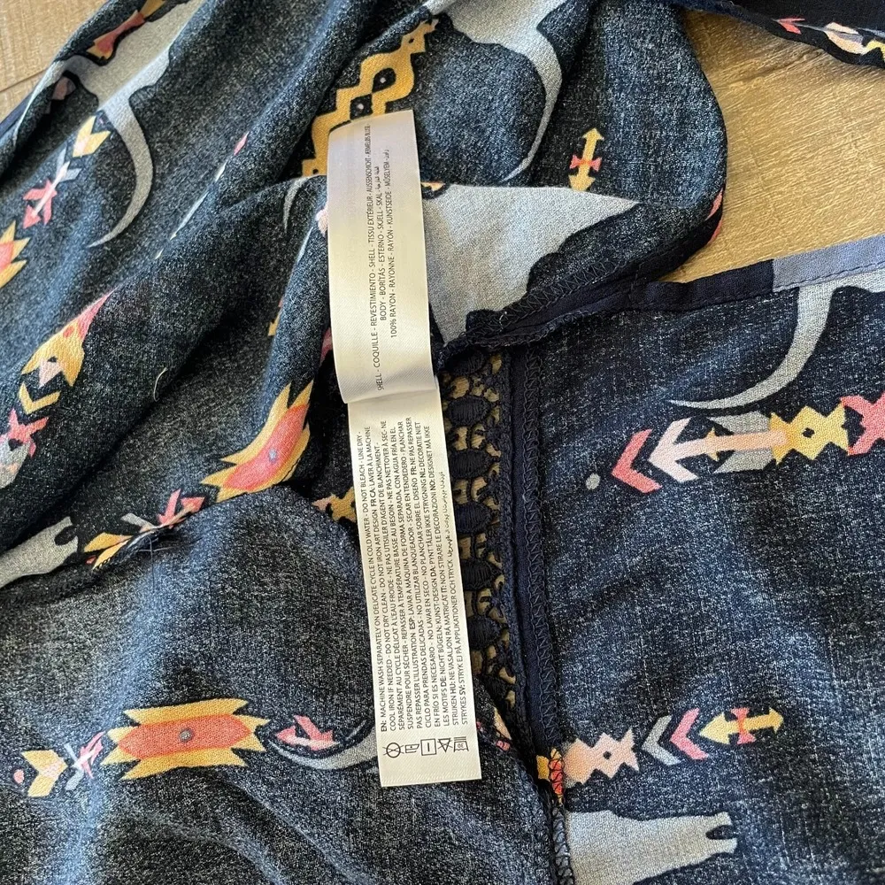 NWT Ariat Longhorns Duster Cardigan Women XLarge Blue Short Sleeve Aztec Western - Image 11