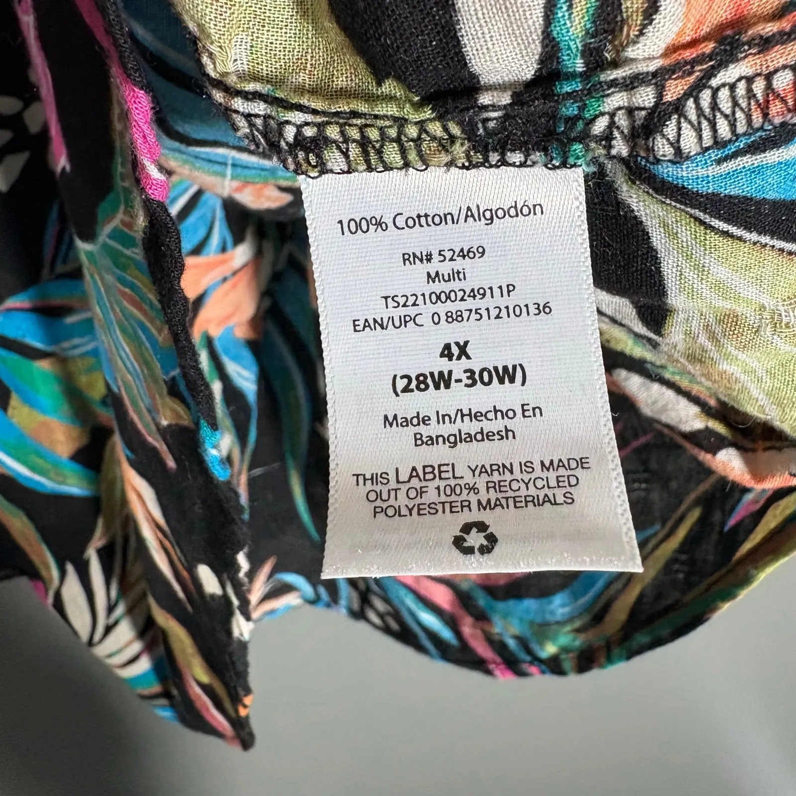 Terra & Sky Black Colorful Tropical Flutter Sleeve Boho Top - Size 4X (28W-30W) - Image 6