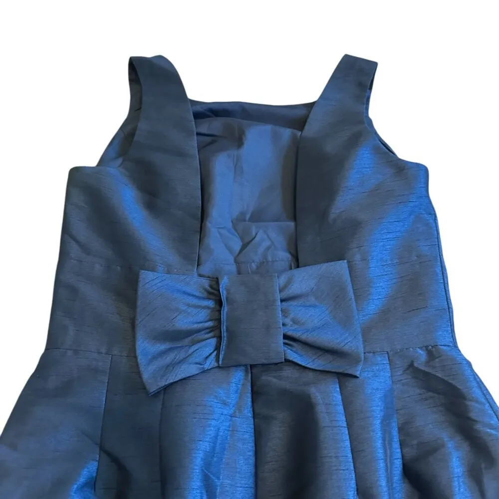 Alfred Sung Dupioni Cocktail Dress Back Bow Wedding Midnight Blue Size 8 NWT - Image 8