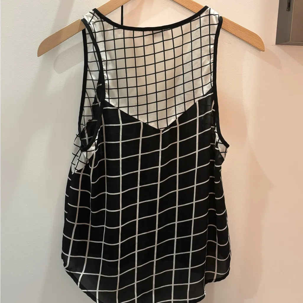 Tobi Black and White Grid tank top - Image 3