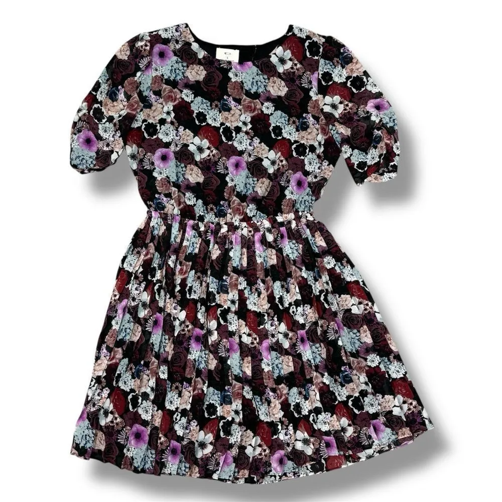 Pins‎ & Needles UO Floral Pleat Skirt Open Back Dress Black Multi Small - Image 14