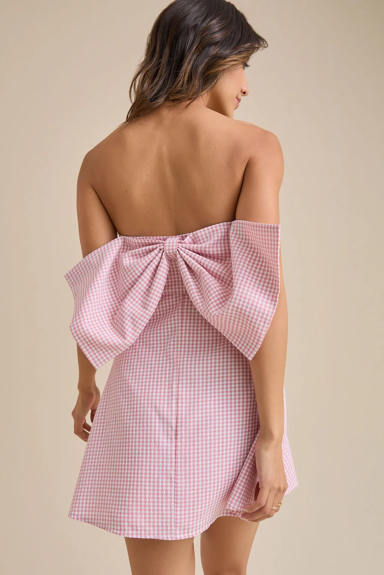 Altar’d State Callista Pink Gingham Picnic Strapless Mini Dress Size Small - Image 7