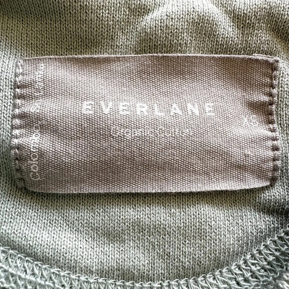 Everlane Crop Crew Sweatshirt Pullover Ribbed Trim Raglan Cotton Sage Green XS - Image 3