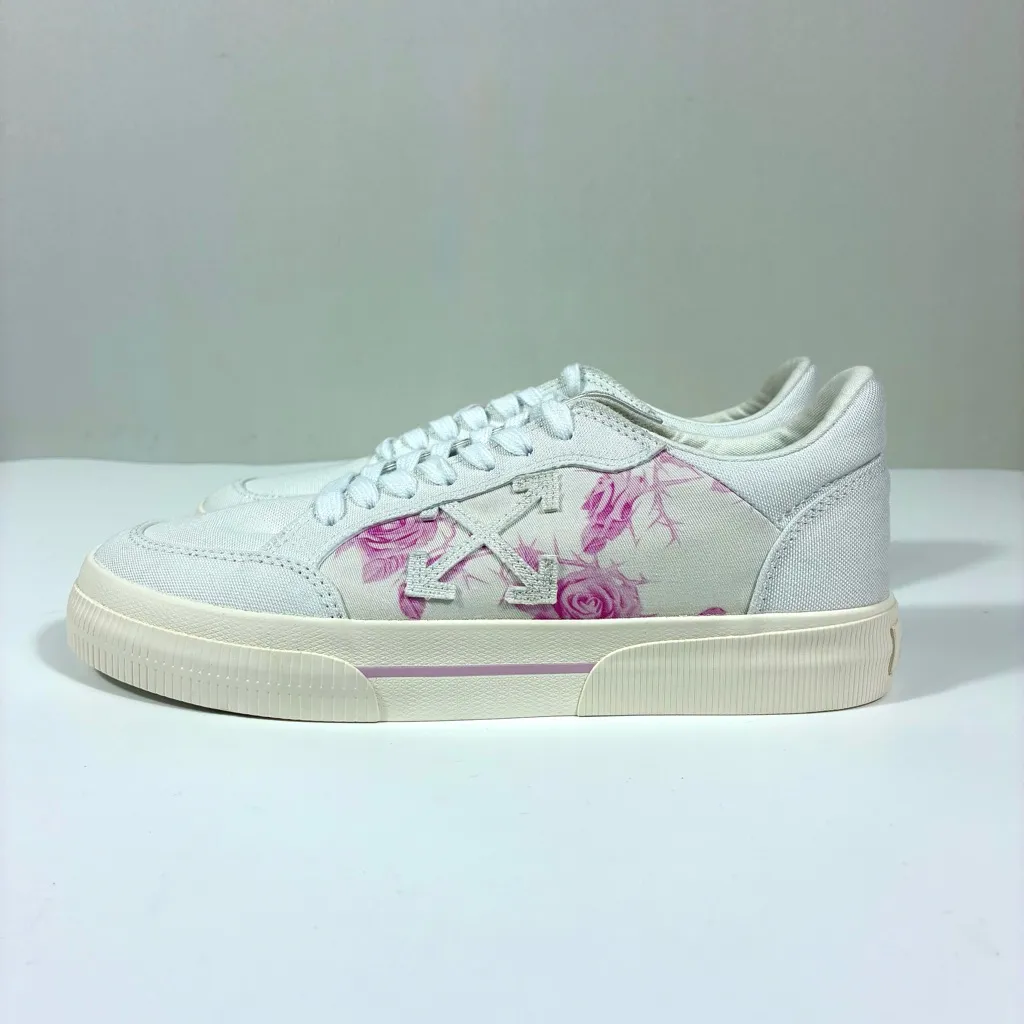 Off-White New Vulcanized Animation Low Top Sneaker White Pink Floral EU 39 NEW - Image 3