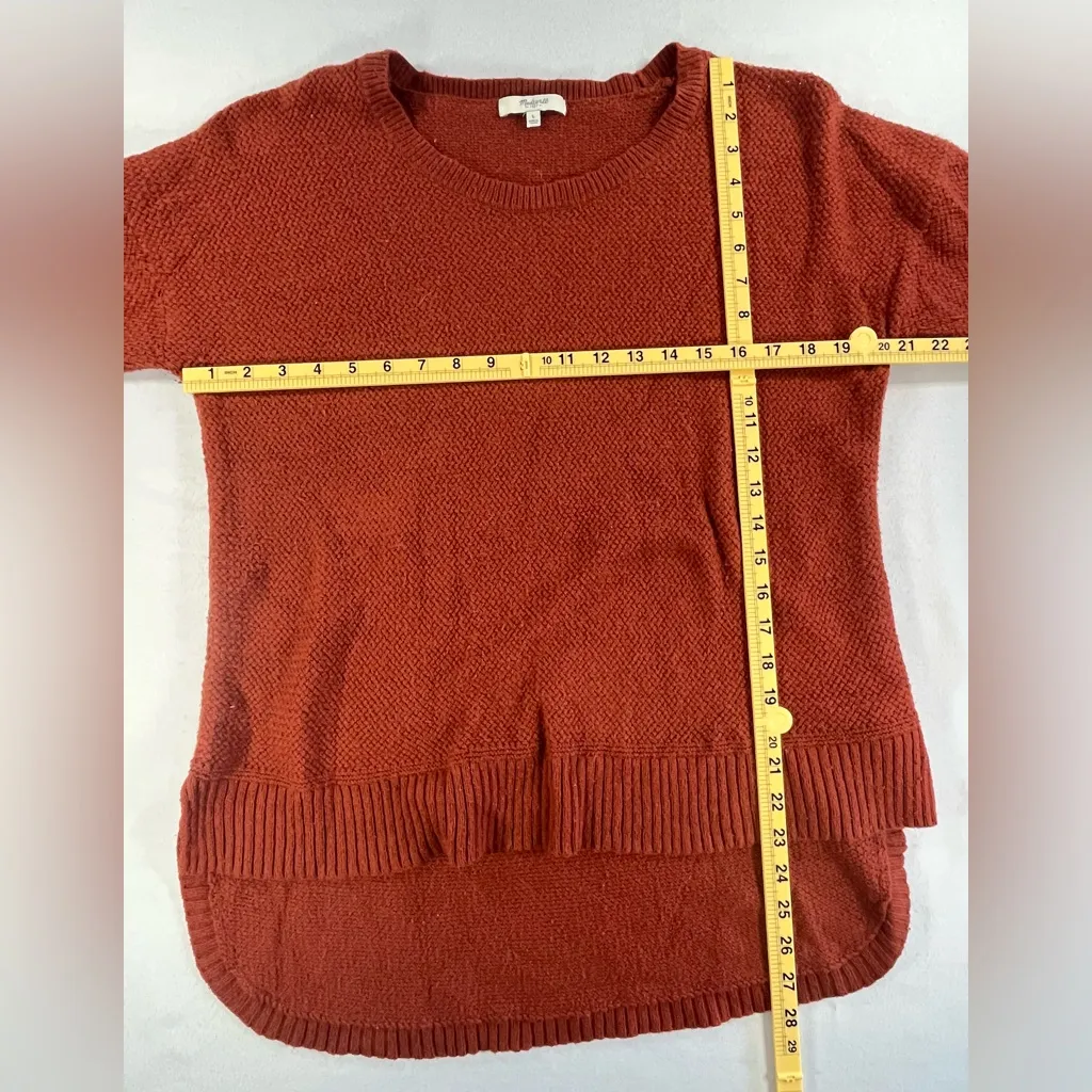 Madewell Ribbed Shirt Tail Hemline w/Side Slits Waffle Knit Pullover Sweater - Image 7