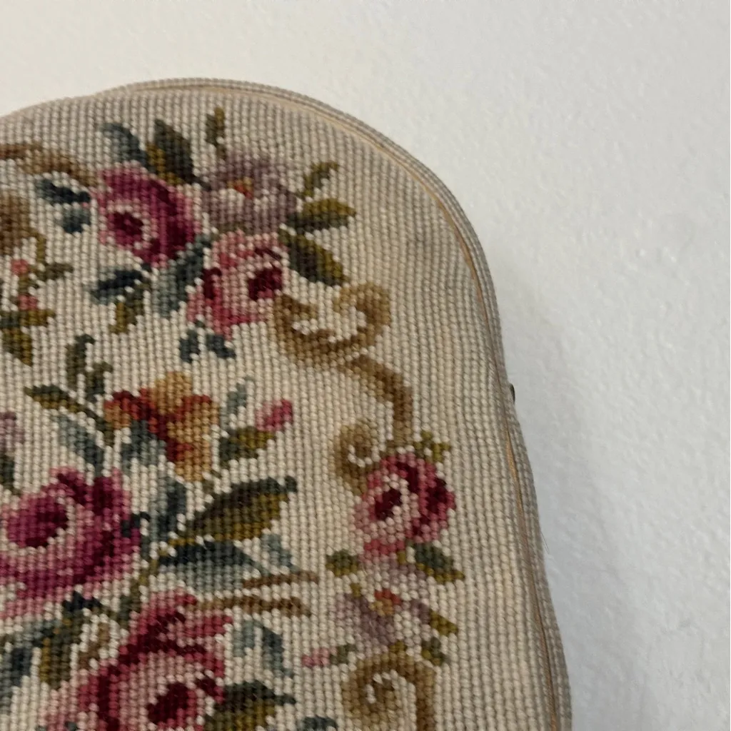 Floral Embroidered Wool Needlepoint Kisslock Vintage Women Bag Purse - Image 5