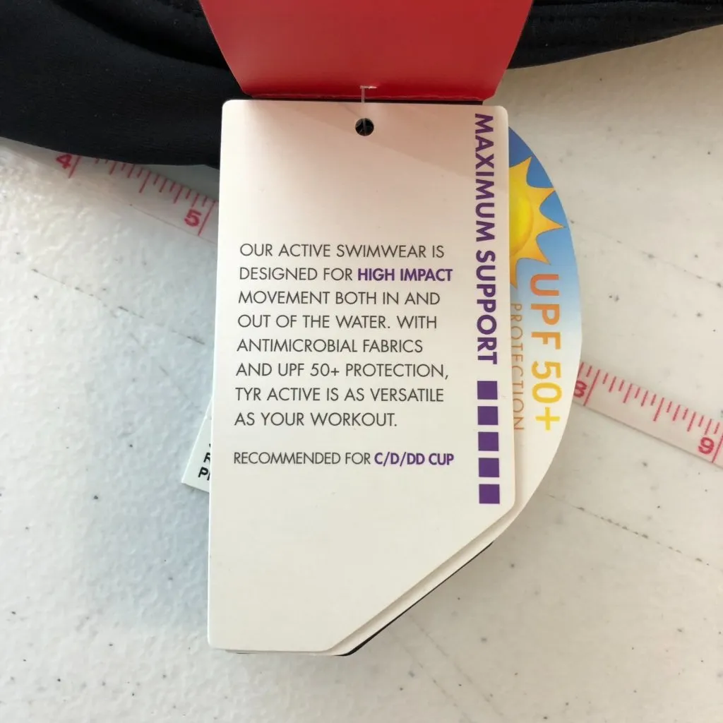 TYR Solid Lily Bikini Top Maximum Support Removable Cups UPF 50+ Black S 4/6 - Image 8