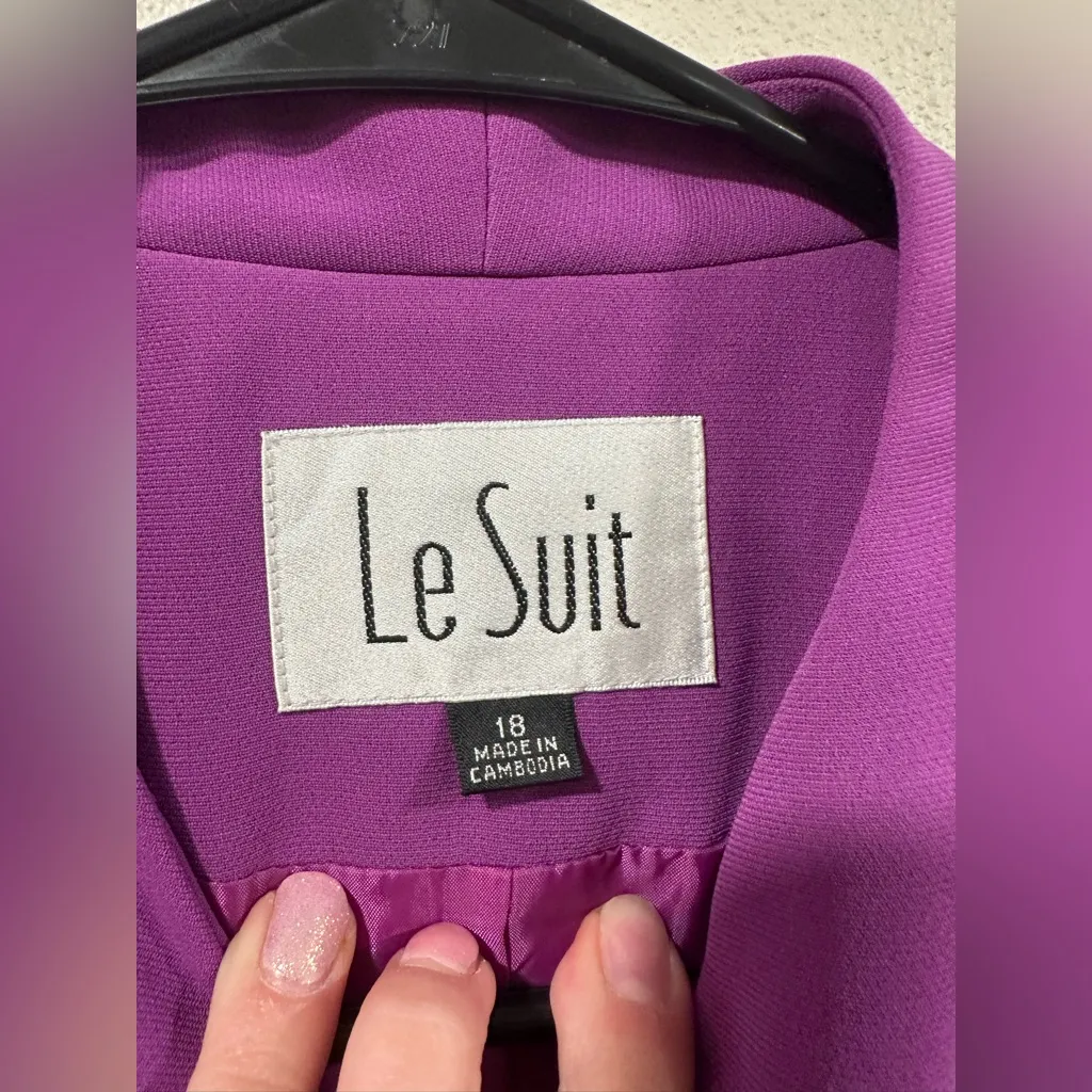 NWT Le Suit Vibrant Purple Jacket and Skirt Suit Set - Image 7
