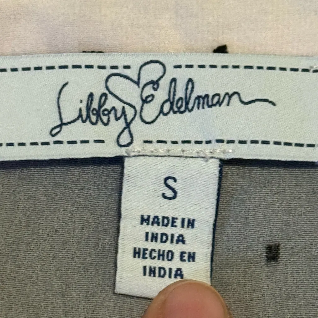 ✨ Libby Edelman Swiss Dot Baby Doll String Blouse Size S Pink - Image 3